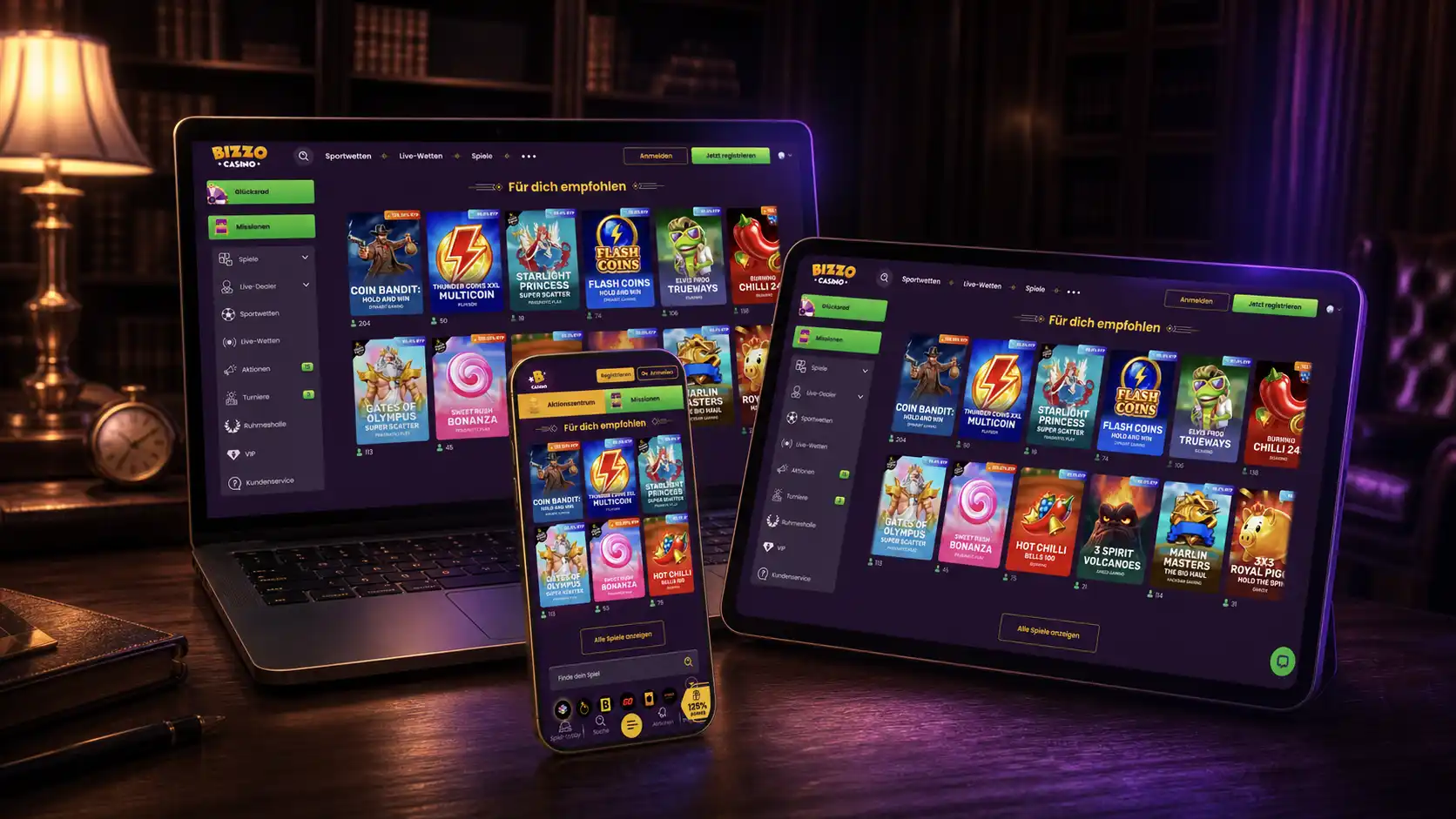 Bizzo Casino auf Mobilgeräten nutzen