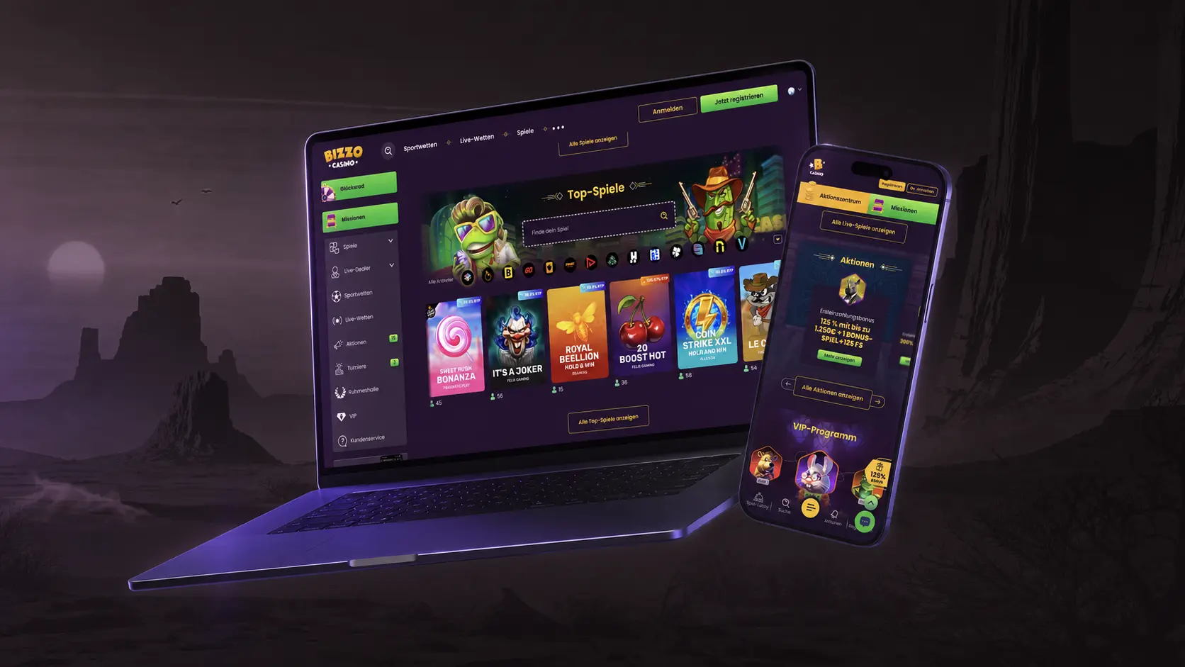 Melden Sie sich bei Ihrem Bizzo Casino Konto an